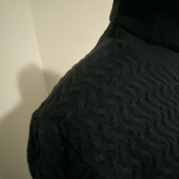 Lands' End Black Cotton Cable Knit Casual Office Holiday Turtleneck Sweater-1X - Picture 4 of 14
